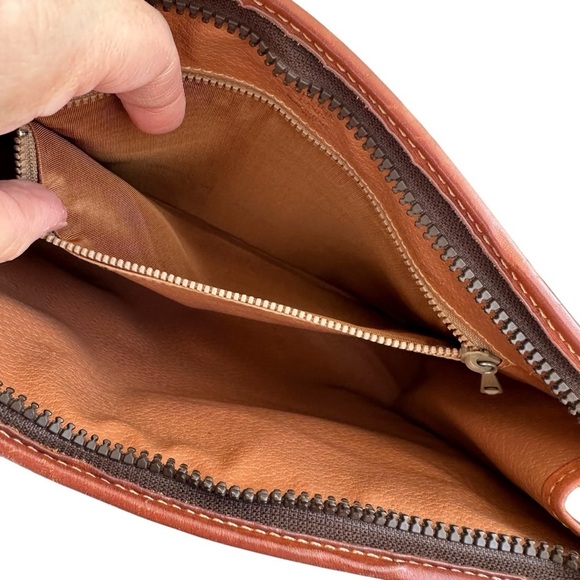 Authentic CELINE Macadam Dark Brown & Tan Leather Large Clutch Wristlet Bag - Picture 6 of 12